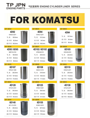 Buen precio SERIE DE CAMISAS DE CILINDRO PARA MOTOR KOMATSU En línea